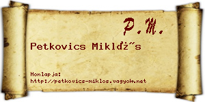 Petkovics Miklós névjegykártya